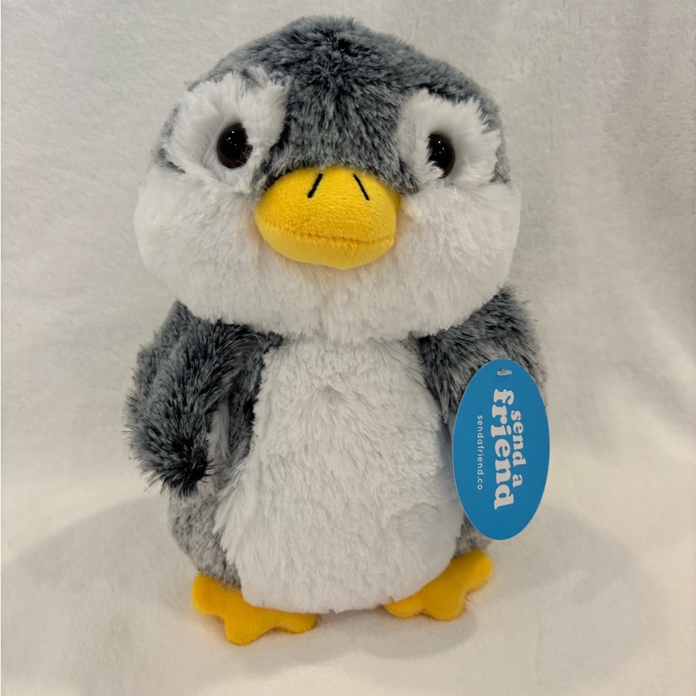 Gray and White Stuffed Penguin Toy